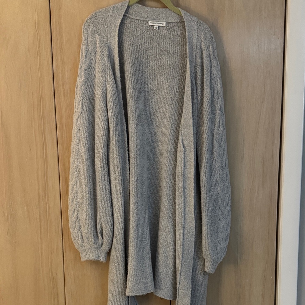 Elegant Gray Open Front Cardigan